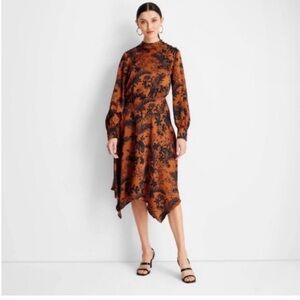 Future Collective Orange and Black Floral Dress